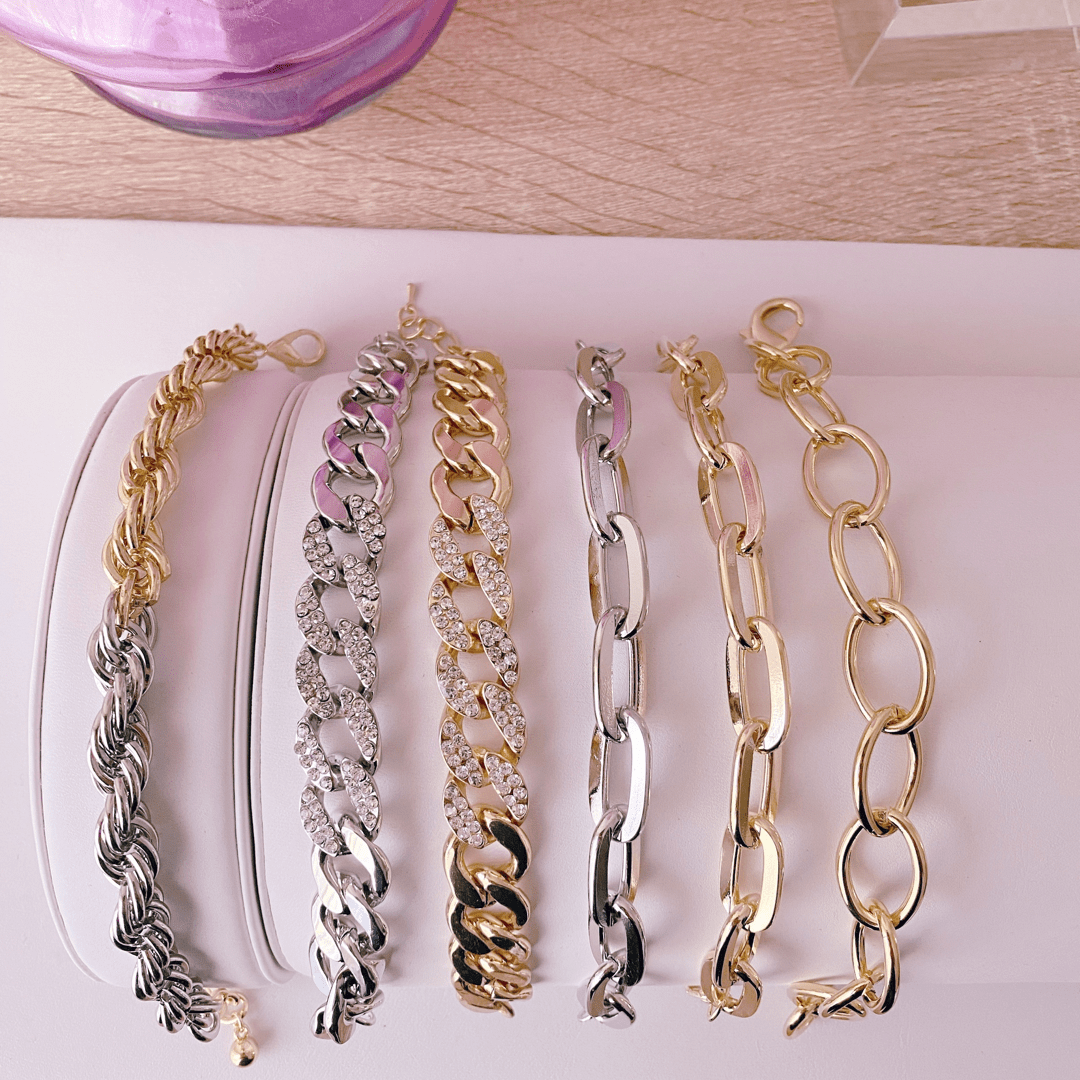 
                  
                    Stacked Link Chain Bracelets
                  
                