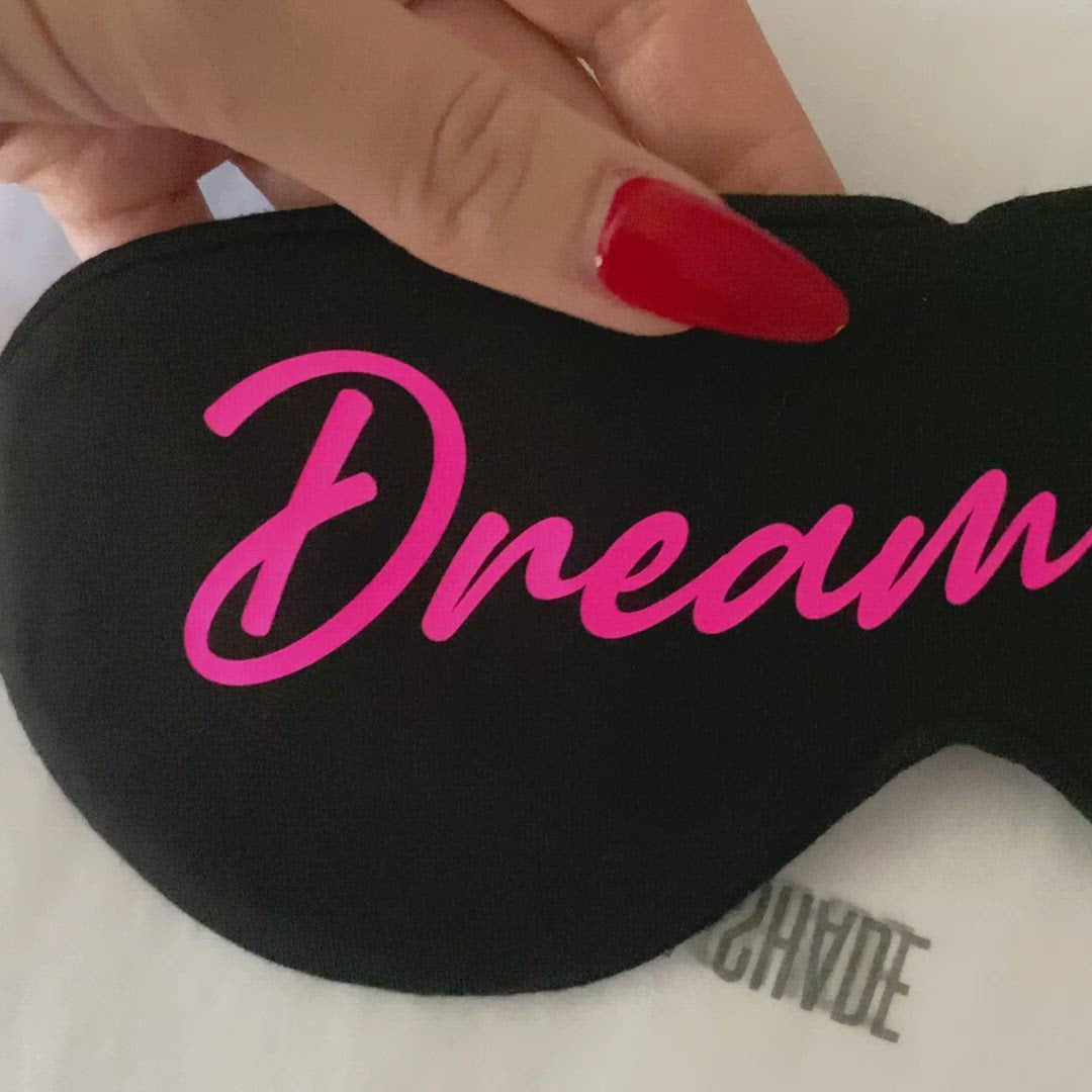 
                  
                    Load and play video in Gallery viewer, Dream on Neon Pink Cotton Lux Sleep Mask
                  
                