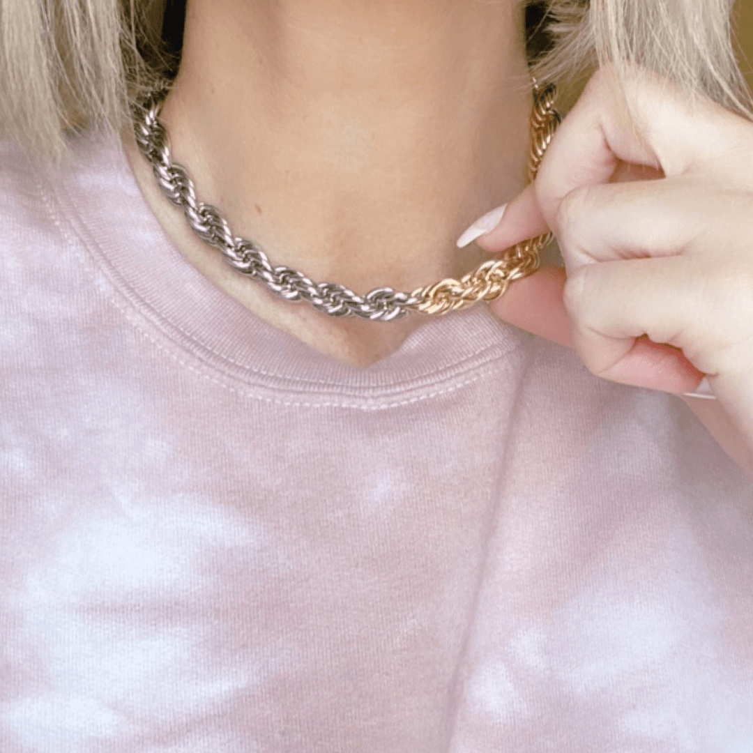 Two-Tone Rope Twist Necklace