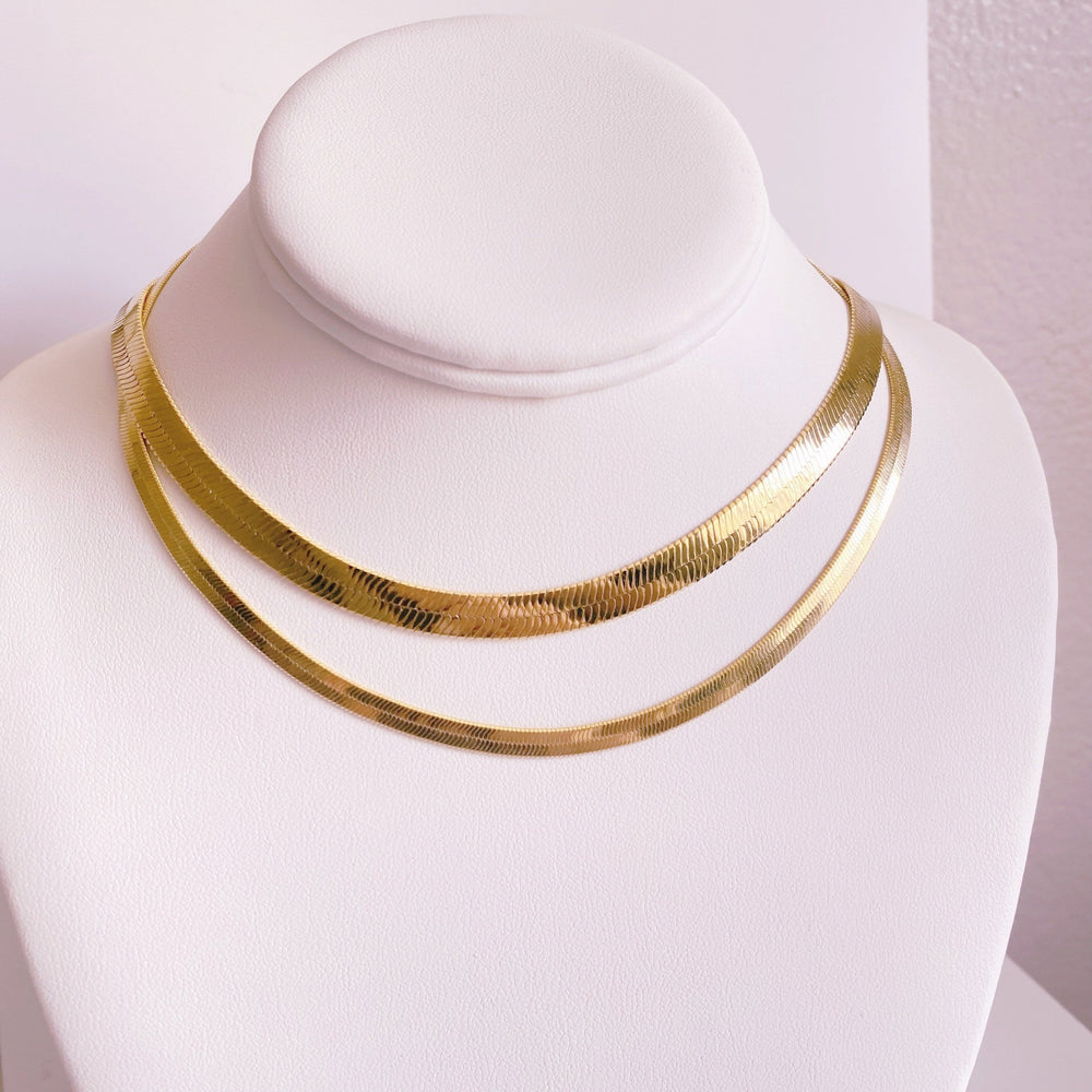 Gold Tone Herringbone Necklaces