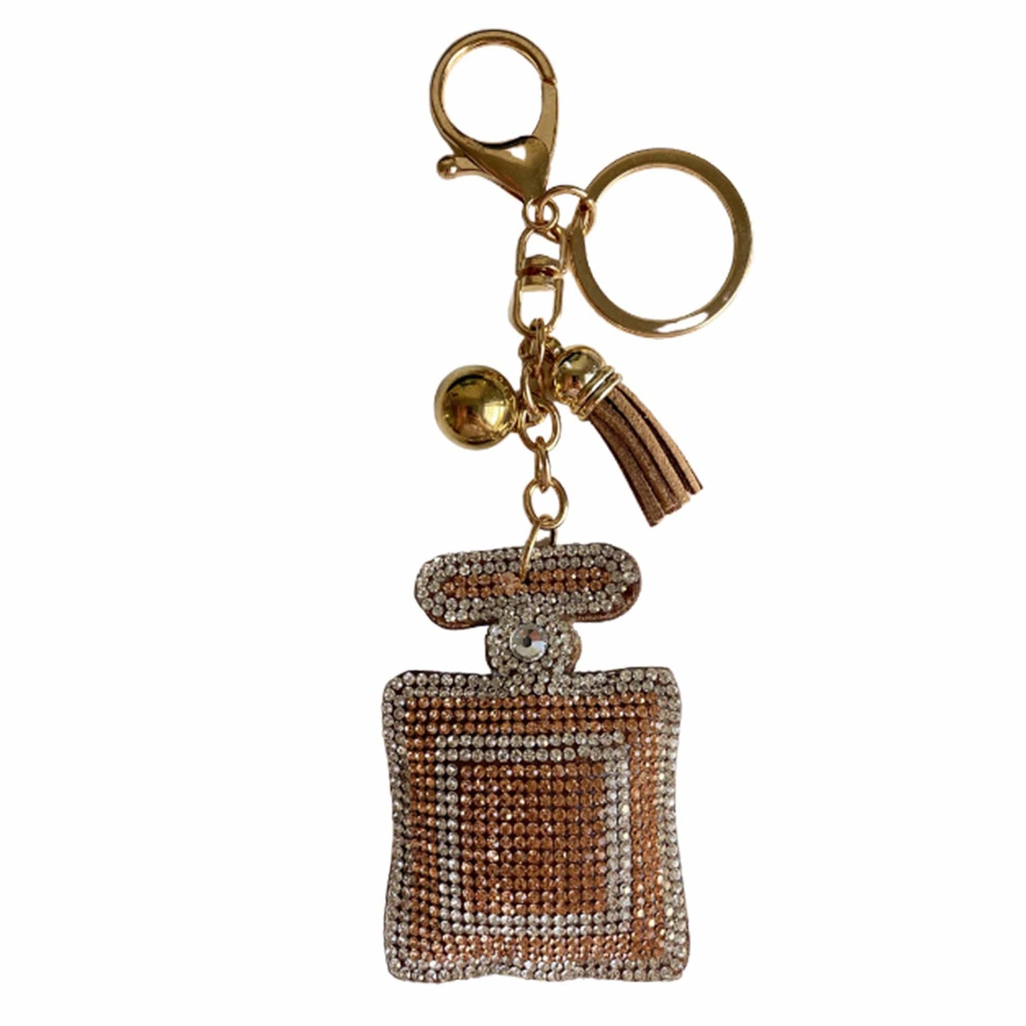 Chanel Style Perfume Bottle Crystal and Pearl Keychain/Bag Charm