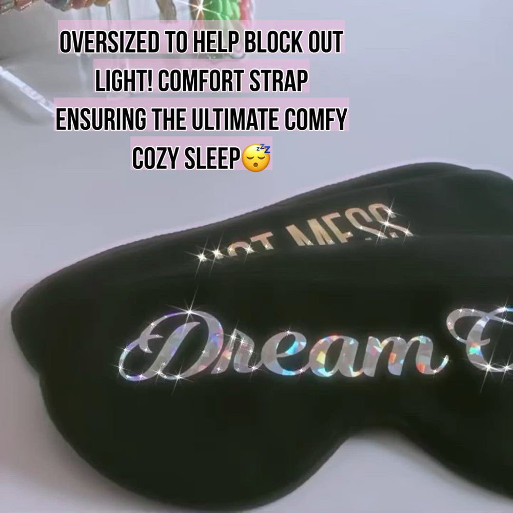 
                  
                    Load and play video in Gallery viewer, Dream On Holographic Cotton Lux Sleep Mask
                  
                